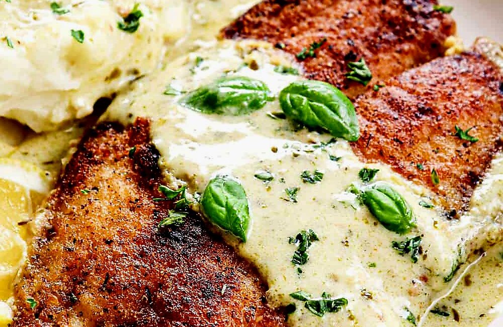 PAN FRIED TILAPIA WITH PESTO CREAM SAUCE MorimaDz